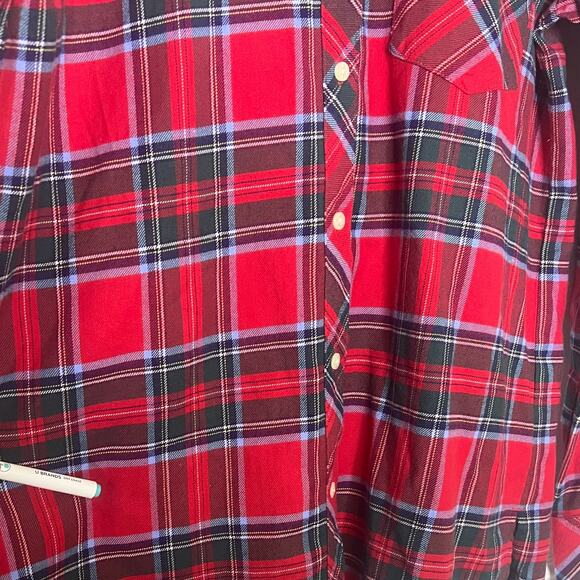 Vineyard Vines Flannel Red Plaid Tartan Shirt Women’s Sz 4 Festive Holiday - Picture 2 of 12